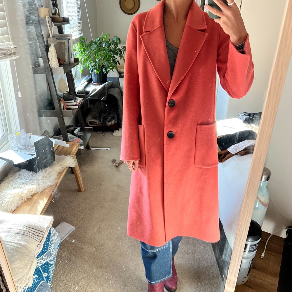 Massimo Dutti Chlotes Peach Wool Long Coat - Picture 10 of 15